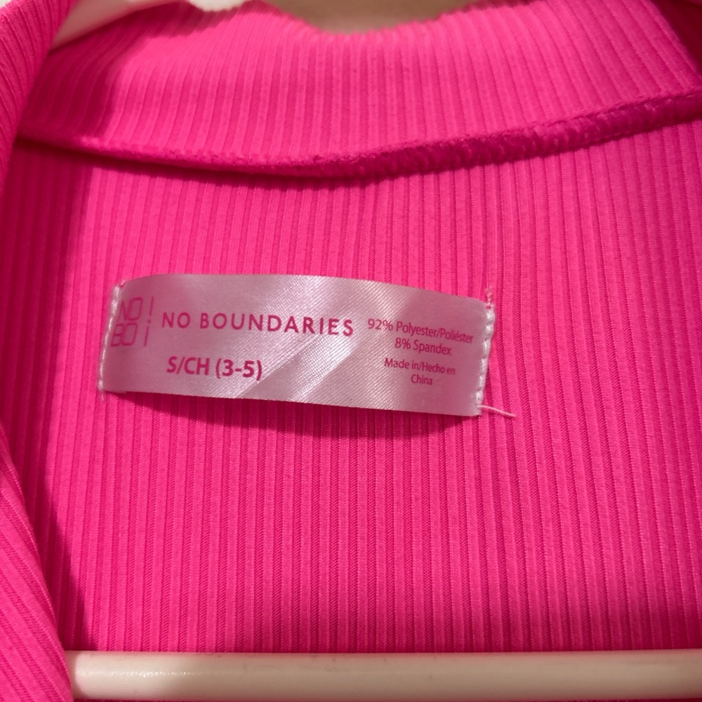 No Boundaries Hot Pink Ribbed Sleeveless Quarter-Zip Mock Neck Tank Top - Picture 2 of 7